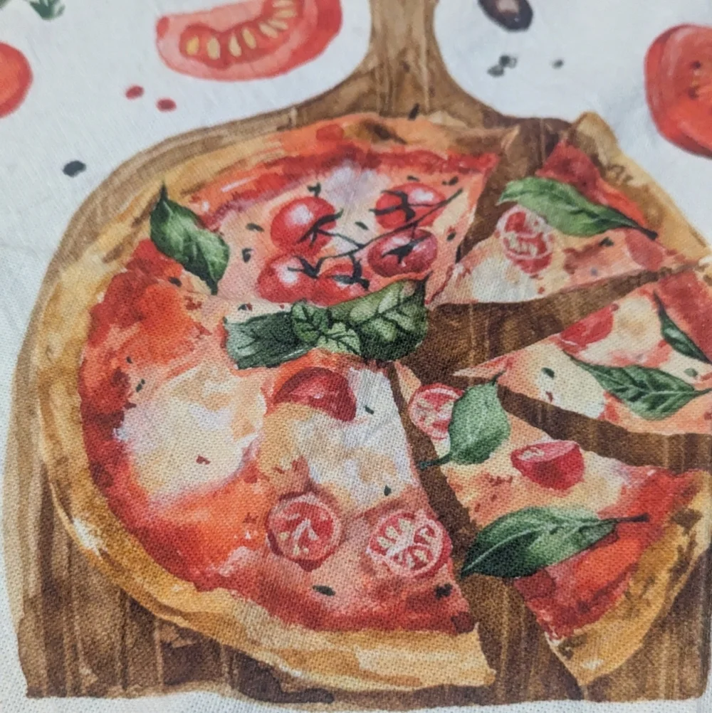 Sur La Table Kitchen Towel Cotton Pizza Veggies Cooking Preppy Cottagecore